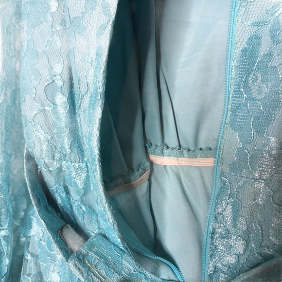 Vintage Mike Benet 60s Blue Lace Overlay Dress - Picture 11 of 15